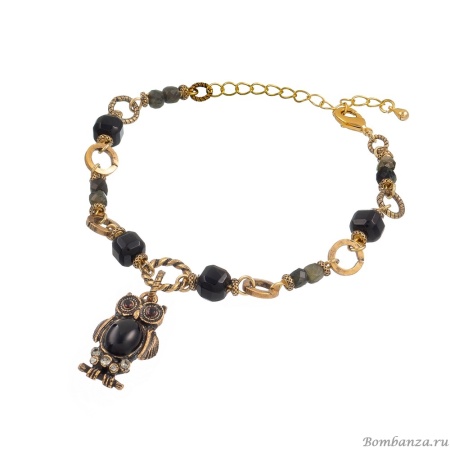 Браслет Alcozer&J, агат, нефрит, оникс, гранат, Swarovski, AL-B38AL24-R черный