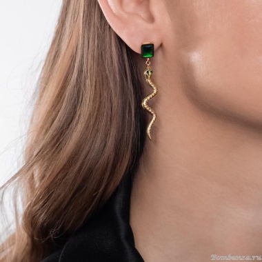 Серьги Moon Paris, с подвеской-змеей и кристаллами, Mo-Y24.11-083 золотистый