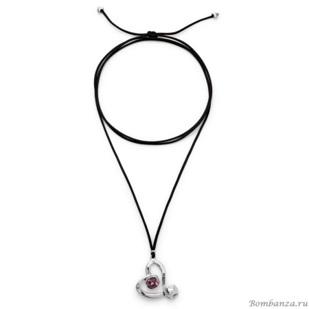 Ожерелье UNOde50 Ser Expresiva с розовым кристаллом, с серебром на текстильном шнурке COL2012RSAMTL0U