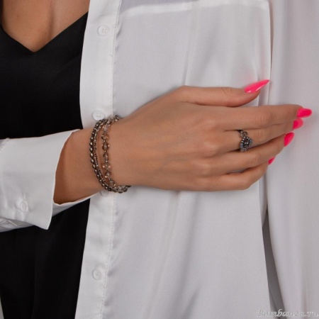 Браслет Lanzerotti, Draghi, тройной, кварц, жемчуг, кристаллы, LZ-23.12-447 коричневый