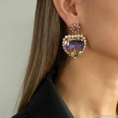 Серьги Celeste G, кристалл Swarovski, сухоцветы, фианиты, CS25.1-1670N розовый