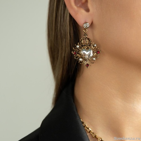 Серьги Celeste G, с кристаллами Swarovski и жемчугом, CS25.1-2006 серебристый