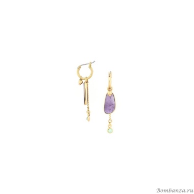 Серьги Franck Herval, Aurore, ракушка Capiz в смоле,кристалл Swarovski, FH24.2-12-69164 золотистый