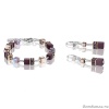 Комплект Coeur de Lion GeoCUBE amethyst, серьги и браслет, 4016/20-30-0824