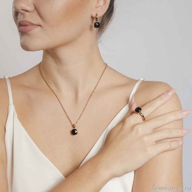 Серьги Qudo, Firenze jet 300140 BW/RG Серьги Qudo, Firenze jet 300140 BW/RG