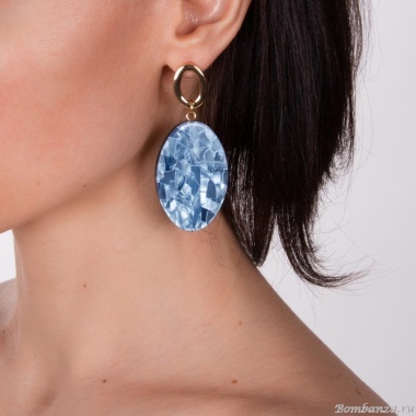 Серьги Moon Paris, Lorian, с перламутром в смоле, ML-23.03-007 синий Серьги Moon Paris, Lorian, с перламутром в смоле, ML-23.03-007 синий