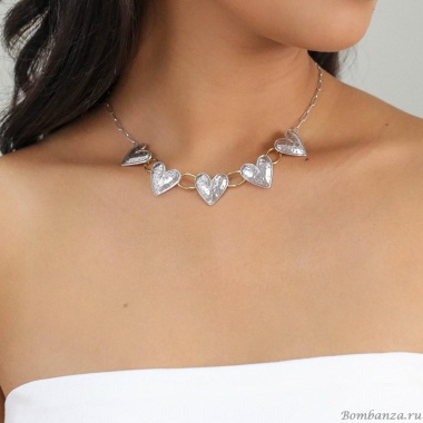 Колье ORI TAO, Alegria, с сердцами, OT24.1-15-31731 серебристый