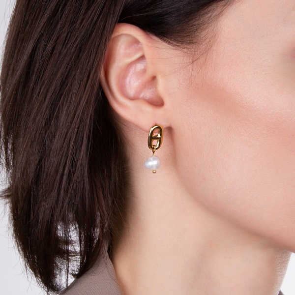 Серьги Moon Paris, с жемчугом, Mo-22.03-030 золотистый