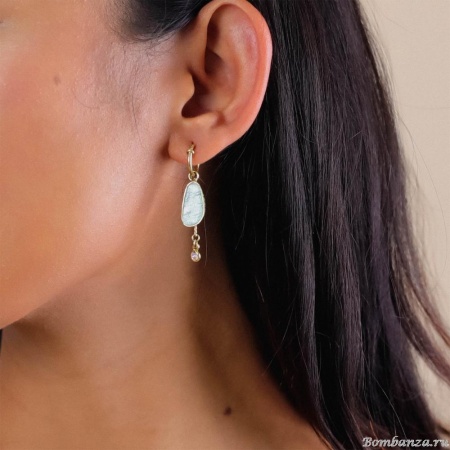 Серьги Franck Herval, Aurore, ракушка Capiz в смоле,кристалл Swarovski, FH24.2-12-69171 золотистый