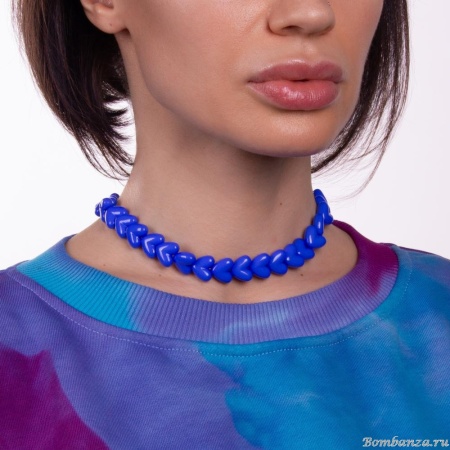 Колье Moon Paris, Valentine, с акриловыми сердцами, MVL-22.12-001 синий