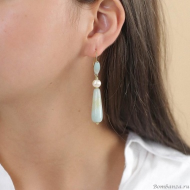Серьги Nature Bijoux, Honolulu, с амазонитом и жемчугом, NB24.1-12-79302 голубой Серьги Nature Bijoux, Honolulu, с амазонитом и жемчугом, NB24.1-12-79302 голубой