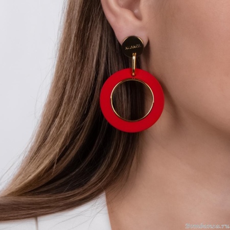 Серьги Nuance, с подвеской-кольцом, NFN-24.04-054 красный