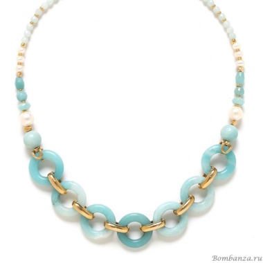 Колье Nature Bijoux, Honolulu, с амазонитом и жемчугом, NB24.1-15-43080 голубой