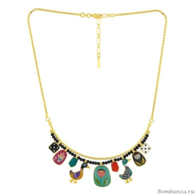 Колье TARATATA, Jeu De L`oie, с цветной смолой и стеклянными бусинами, TT-H24-01102-20M золотистый Колье TARATATA, Jeu De L`oie, с цветной смолой и стеклянными бусинами, TT-H24-01102-20M золотистый