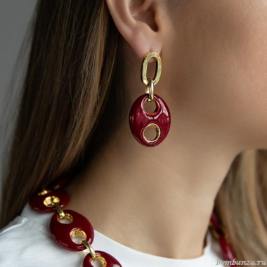 Серьги Francesca Bianchi, с эмалью, FB25.2-BSOR19 красный