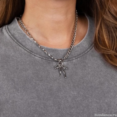 Колье Moon Paris, Ringo, с подвеской-бантом, MR-24.06-047 серебристый