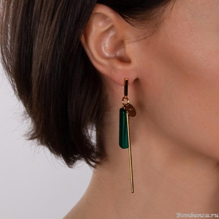 Серьги Nuance, Nuance, асимметричные,с геометрическими фигурами, NFN-23.12-073 зеленый