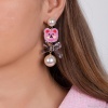 Серьги Moon Paris, Ringo Queen, с медведем из текстиля, с бусинами, MRQ-24.05-010 розовый Серьги Moon Paris, Ringo Queen, с медведем из текстиля, с бусинами, MRQ-24.05-010 розовый
