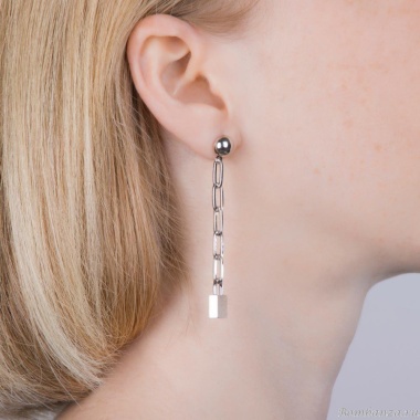 Серьги Moon Paris, Ringo, асимметричные, замок и цепь, MR-21.06-176 серебристый Серьги Moon Paris, Ringo, асимметричные, замок и цепь, MR-21.06-176 серебристый