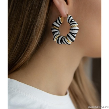 Серьги Francesca Bianchi, кольца, с эмалью, FB25.2-36S золотистый