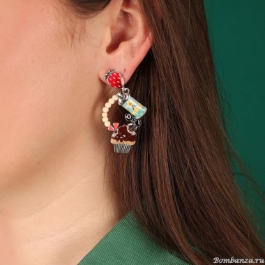 Серьги TARATATA, Chapardeuse, асимметричные,со смолой,бусинами и нитью, TT-H24-07996-10M серебристый