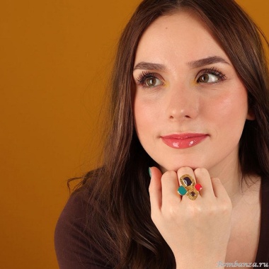 Кольцо TARATATA, Joyeuse, разъемное,со смолой,стеклянными бусинами, TT-H24-11421-20M золотистый