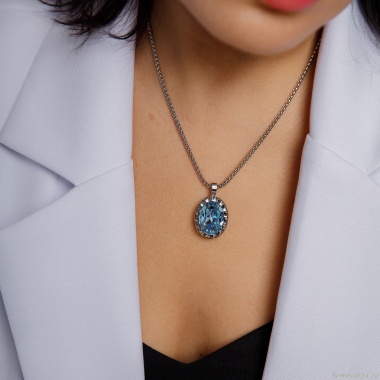 Колье Qudo, TIVOLA UNICA big (S/P) Aquamarine 3cm, 420527 Колье Qudo, TIVOLA UNICA big (S/P) Aquamarine 3cm, 420527