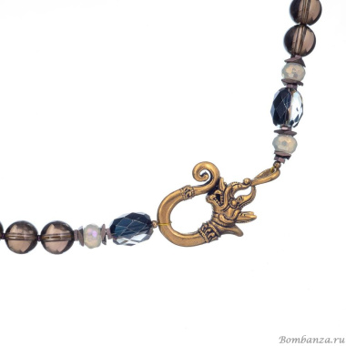 Колье Lanzerotti, Sfarfallio, раухтопаз, гематит, кристаллы, агат, LZ-24.01-095 коричневый