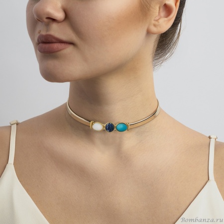 Чокер Possebon, madre azul/pearl sodalite/opaline