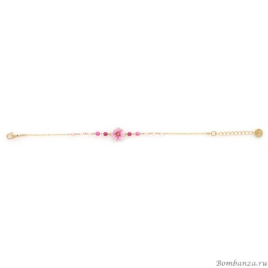 Браслет Franck Herval, Loulou, цветок, агат, жад, бусины, эмаль, FH25.1-13-72970 розовый