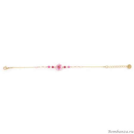 Браслет Franck Herval, Loulou, цветок, агат, жад, бусины, эмаль, FH25.1-13-72970 розовый