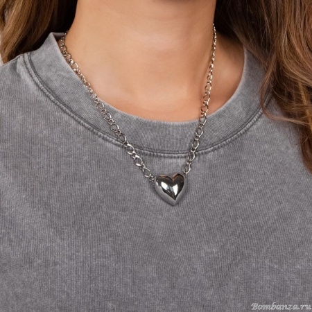 Колье Moon Paris, Ringo, с подвеской-сердцем, MR-24.06-035 серебристый