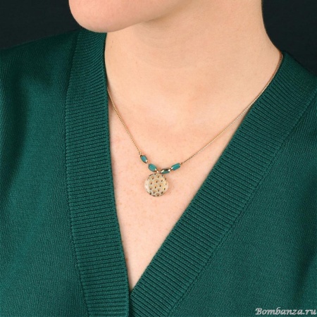 Колье TARATATA, Fuchsia, смола, стеклянные бусины, золотая краска, TT-E25-02103-207 зеленый