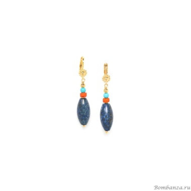 Серьги Nature Bijoux, Copacabana, с лазуритом, кокосом и говлитом, NB22.2-12-78022 синий