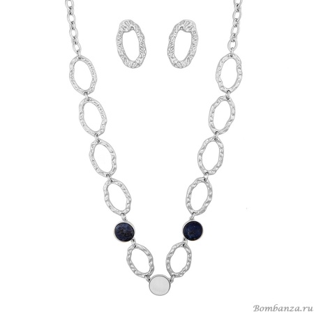 Комплект Possebon колье и серьги, Sodalite-M.Pearl S7914.22.1 BL/BW/S