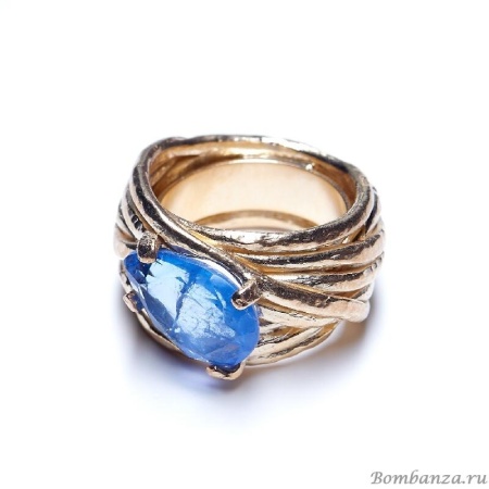 Кольцо Estrosia, золот., с кристаллом, ES-ANG10A синий, 17,5