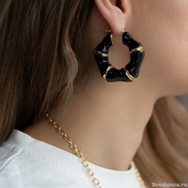 Серьги Francesca Bianchi, кольца, с эмалью, FB25.2-36S черный