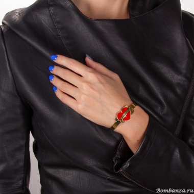 Браслет La Tatoueuse, Amour, кафф, с сердцем, LT22-T9022 красный Браслет La Tatoueuse, Amour, кафф, с сердцем, LT22-T9022 красный
