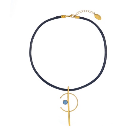 Колье Catherine Bijoux, Half moon, с кристаллом, CB25.1-5357AG голубой