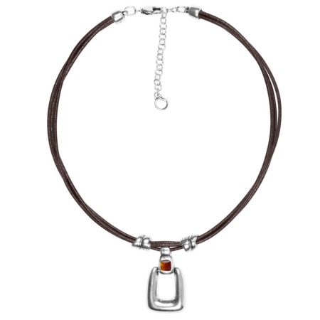 Колье Ciclon, Kubik Chik, кожаное, с муранским стеклом, CN-243803 коричневый