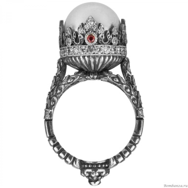 Фактурное кольцо Fiore di Firenze Корона с крупной жемчужиной AN181118PLAC. ARGENTO