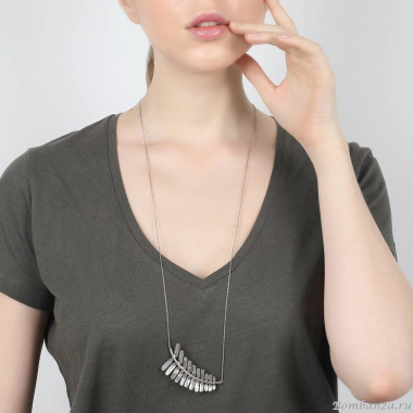 Колье ORI TAO, Fougere, цепь, лист папоротника, OT20.2-15-30523 серебристый