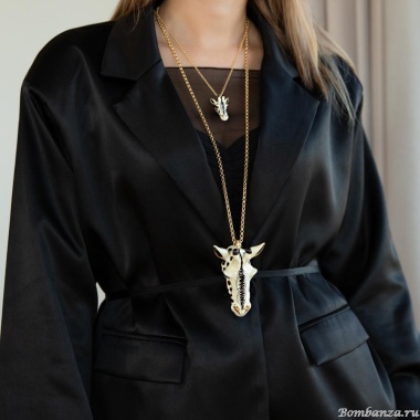 Колье Polina Firenze, жираф с эмалью и кристаллами, PF25.2-PE2962 бежевый