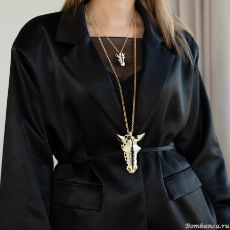 Колье Polina Firenze, жираф с эмалью и кристаллами, PF25.2-PE2962 бежевый