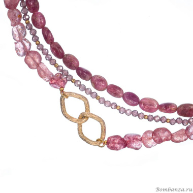 Колье Lanzerotti, Alhambra, тройное, кварц, турмалин, циркон, LZ-25.04-112 розовый