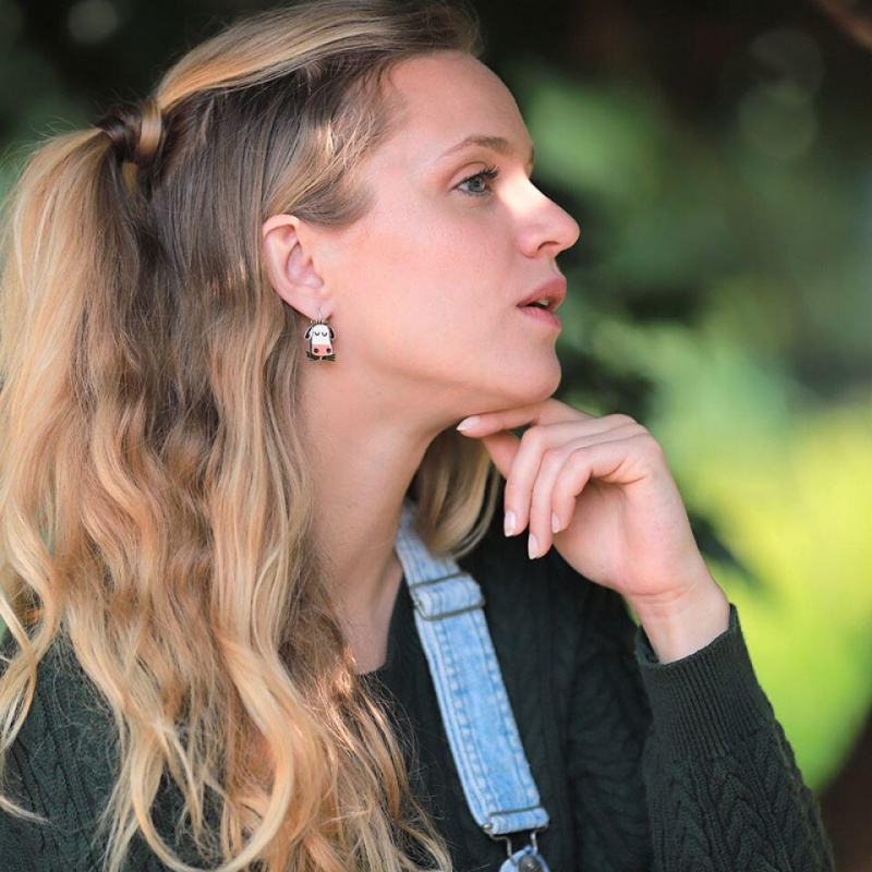 Серьги Taratata, Marguerite, серебристые, с цветной эмалью и текстилем, с бусинами, TT-H19-16702-10M