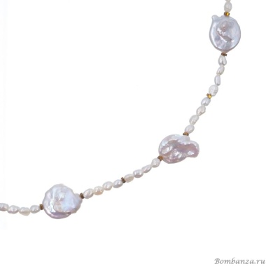 Колье Lanzerotti, Splendore, с жемчугом и гематитом, LZ-24.08-351 белый