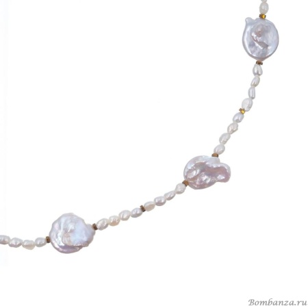 Колье Lanzerotti, Splendore, с жемчугом и гематитом, LZ-24.08-351 белый