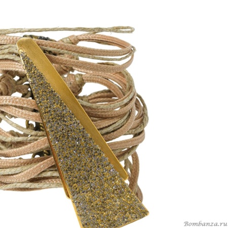 Браслет Katerina Vassou, Rebutia, кожаный, с кристаллами, KV24.1-309017G золотистый