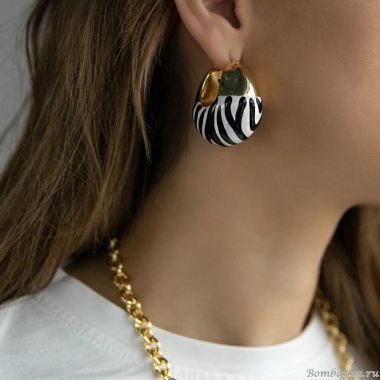 Серьги Francesca Bianchi, кольца, с эмалью, FB25.2-14S золотистый